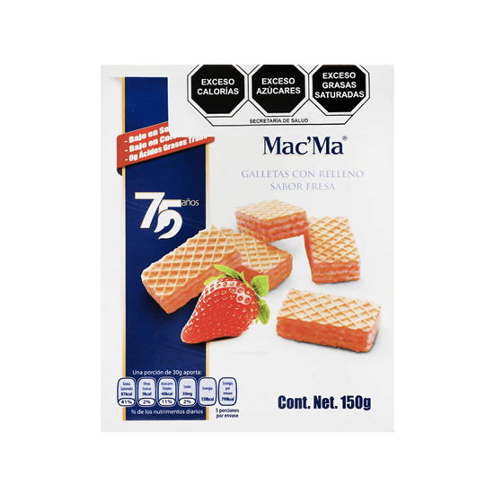 Imagen de Galletas con relleno sabor fresa Mac'Ma Waffer Fressa 150g