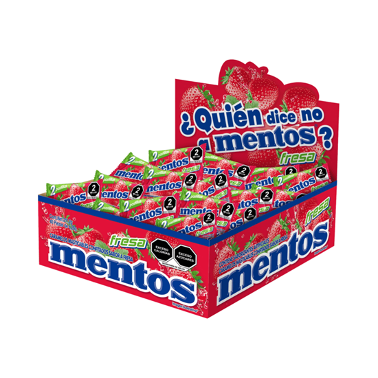 Imagen de Caramelos masticables confitados sabor fresa Mentos bipieza 40 paquetes de 5.28g c/u (211.2g)