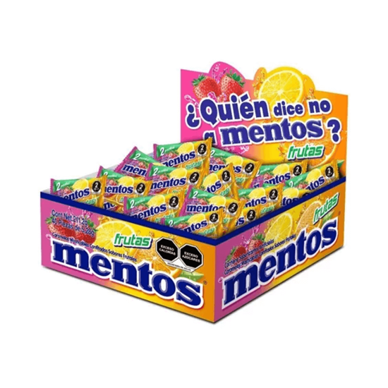 Imagen de Caramelos masticables confitados sabor frutas Mentos bipieza 40 paquetes de 5.28g c/u (211.2g)