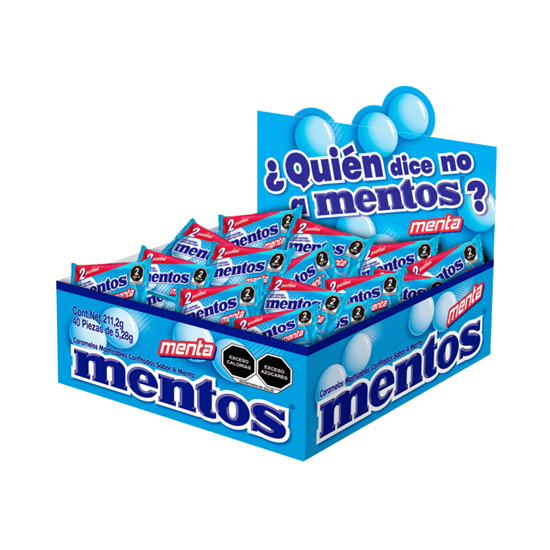 Imagen de Caramelos masticables confitados sabor menta Mentos bipieza 40 paquetes de 5.28g c/u (211.2g)