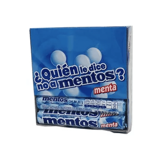Imagen de Caramelos masticables confitados sabor menta Mentos 12 rollos de 29.04g c/u (348.48g)