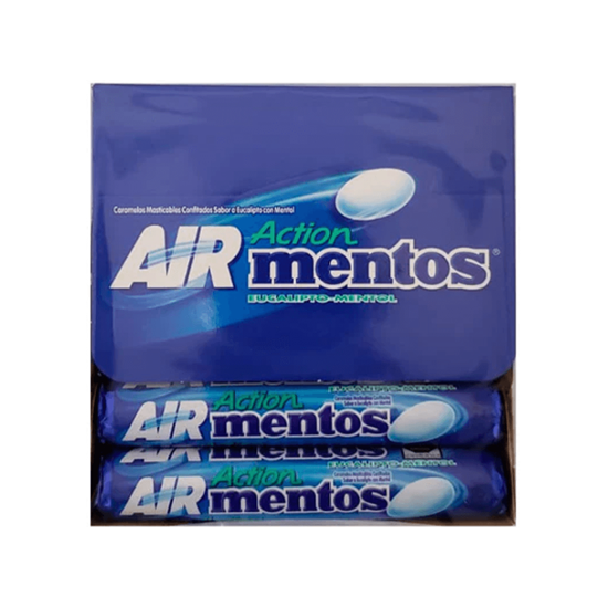 Imagen de Caramelos masticables confitados eucalipto-mentol Air Action Mentos 12 rollos de 29.04g c/u (348.48g)