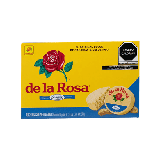 Imagen de Mazapán sin azúcar de la Rosa endulzado con Splenda caja con 18 pzas de 21g c/u (378g)