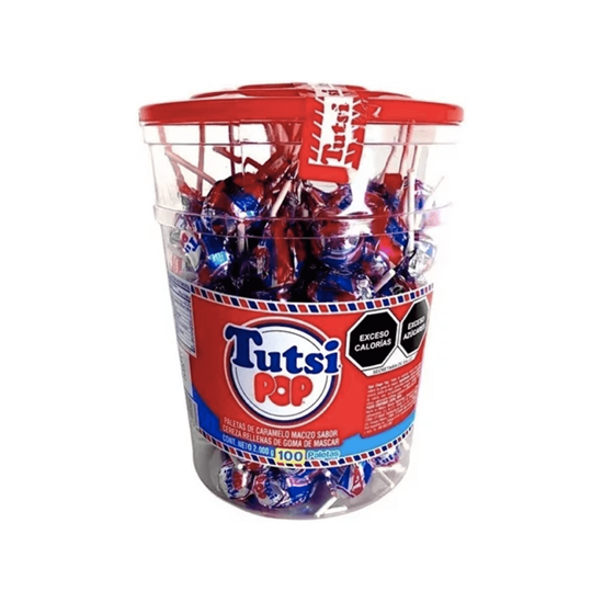 Imagen de Paleta de caramelo macizo sabor cereza Tutsi pop 100 pzas