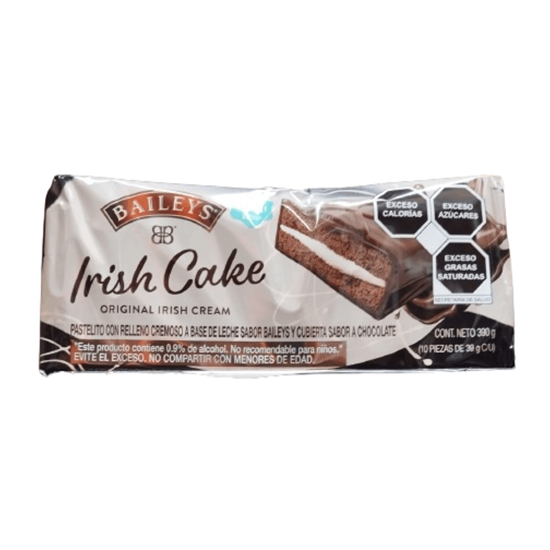 Imagen de Pastelito con relleno cremoso sabor Baileys cubierto con chocolate Baileys Irish Cake 10 pzas de 39g c/u (390g)