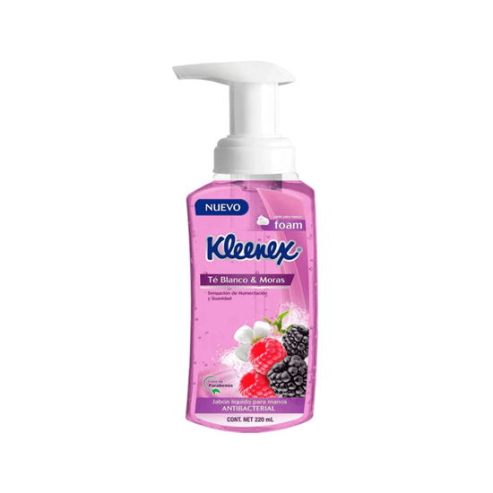 Imagen de Jabón líquido antibacterial para manos en espuma (foam) con té blanco & moras Kleenex 220ml