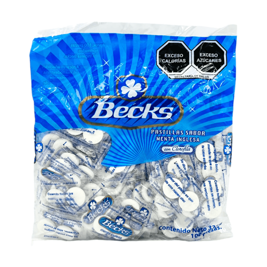 Imagen de Pastillas sabor menta inglesa con clorofila Becks 100 pzas (330g)