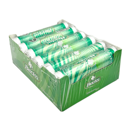 Imagen de Pastillas sabor yerbabuena con clorofila mentas Becks en tubo cartón con 12 pzas (356.4g)