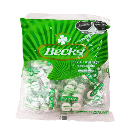 Imagen de Pastillas sabor yerbabuena con clorofila mentas Becks 100 pzas (330g)