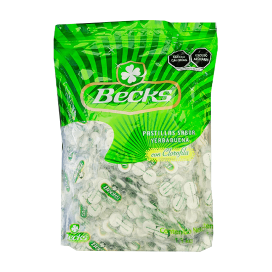 Imagen de Pastillas sabor yerbabuena con clorofila mentas Becks 1.3kg