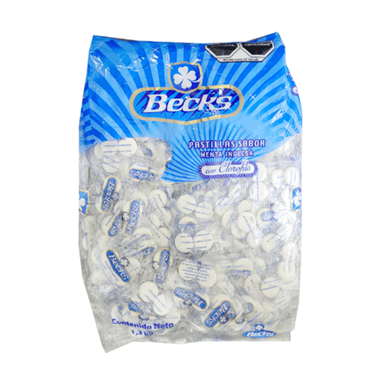 Imagen de Pastillas sabor menta inglesa con clorofila Becks 1.3kg