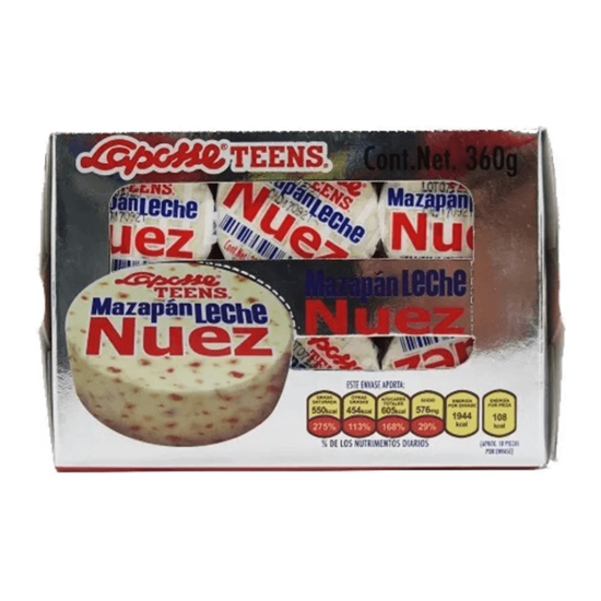 Imagen de Mazapán de leche de nuez Laposse Teens 18 pzas de 20g c/u (360g)