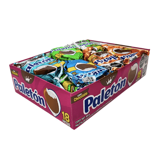 Imagen de Paleta de malvavisco cubierta con chocolate Corona Paletón 18 pzas