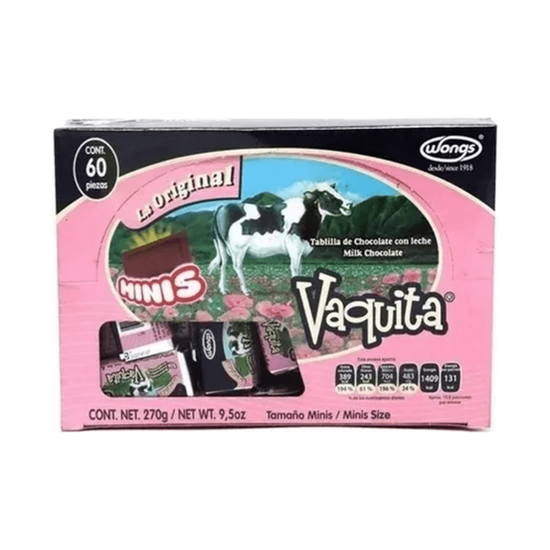Imagen de Chocolate con leche Wongs Vaquita Minis 60 pzas de 4.5g c/u (270g)