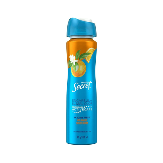 Imagen de Spay antitranspirante seco Secret Orange Blossom 3X Active Fresh 93g/150ml