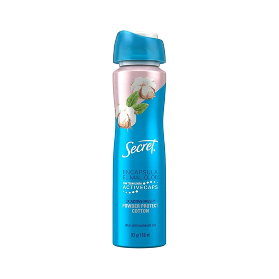 Imagen de Spay antitranspirante seco Secret pH Powder Protect Cotton 3X Active Fresh 93g/150ml