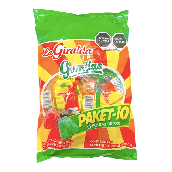 Imagen de Gomitas sabores frutales La Giralda Paket-10 paquete con 10 bolsas de 100g c/u (1kg)