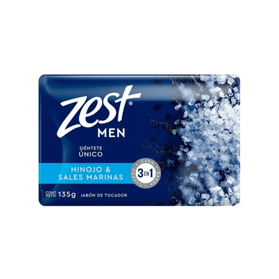 Imagen de Jabón de tocador 3 en 1 para hombre Zest Men hinojo & sales marinas 135g