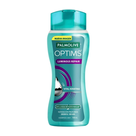 Imagen de Shampoo con acondicionador 2 en 1 Palmolive Optims Luminous Repair con Vital Keratina 700ml