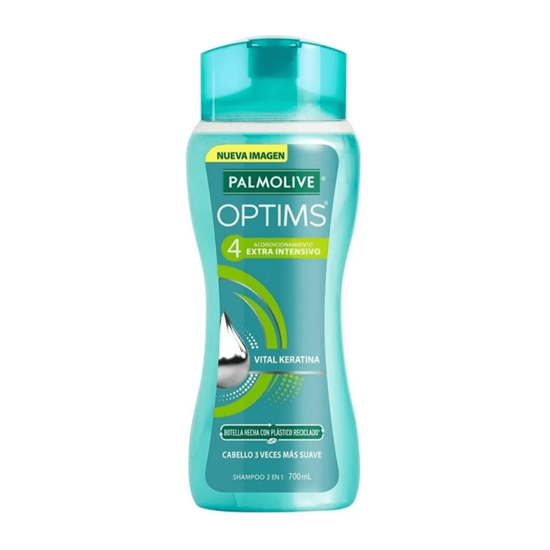 Imagen de Shampoo con acondicionador 2 en 1 Palmolive Optims 4 Acondicionamiento Extra Intensivo con Vital Keratina 700ml