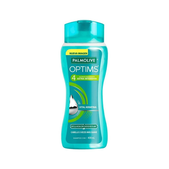 Imagen de Shampoo con acondicionador 2 en 1 Palmolive Optims 4 Acondicionamiento Extra Intensivo con Vital Keratina 400ml