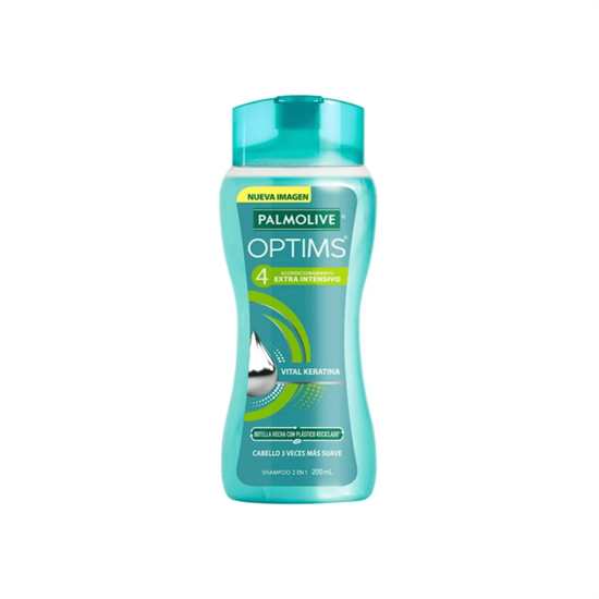 Imagen de Shampoo con acondicionador 2 en 1 Palmolive Optims 4 Acondicionamiento Extra Intensivo con Vital Keratina 200ml