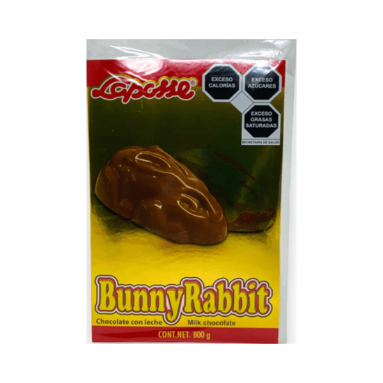 Imagen de Conejitos de chocolate con leche Laposse Bunny Rabbit dorado 100 pzas de 8g c/u (800g)