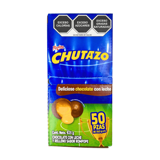 Imagen de Chocolate de balón con relleno sabor rompope Ricolino Chutazo 50 pzas (925g)