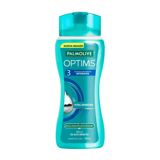 Imagen de Shampoo con acondicionador 2 en 1 Palmolive Optims 3 Acondicionamiento Intensivo con Vital Keratina 700ml