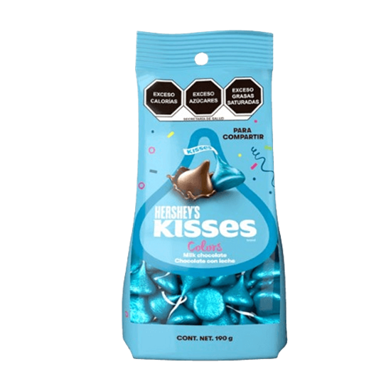 Imagen de Chocolates con leche Hershey's Kisses Colors azul claro 190g