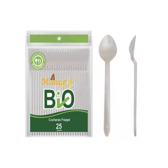 Imagen de Cucharas frappé biodegradables MonarK Bio 25 pzas