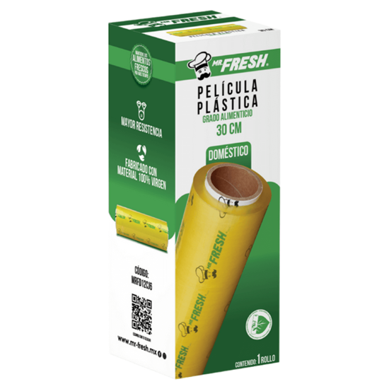 Imagen de Envoltura plástica autoadherente grado alimenticio Mr. Fresh rollo 30cm x 300m (1.65kg)