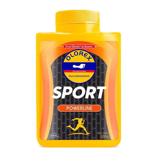 Imagen de Talco desodorante deportivo con triclosán para pies Olorex Sport Powerline 200g