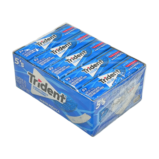 Imagen de Goma de mascar suave tipo americano sin azúcar sabor menta Trident 5's 20 pzas de 13.5g c/u (270g)