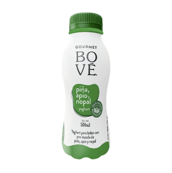 Imagen de Yoghurt bebible con leche orgánica sabor piña, apio y nopal Bové Gourmet botella PET 250ml