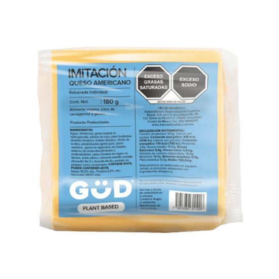 Imagen de Queso americano rebanado GÜD Plant Based 180g
