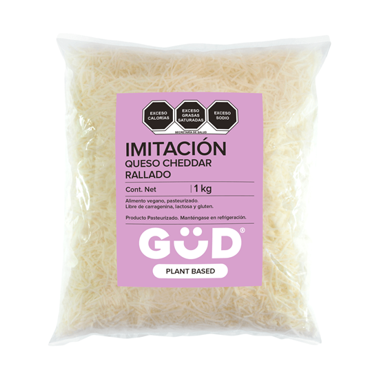 Imagen de Queso vegano imitación cheddar rallado sin lactosa ni gluten GÜD Plant Based 1kg