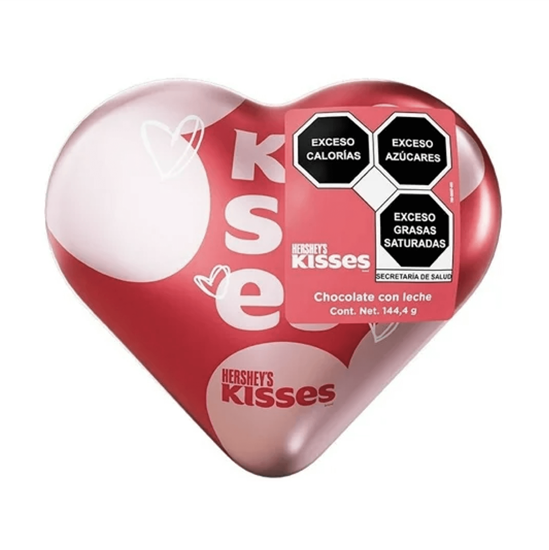 Imagen de Chocolates con leche Hershey's Kisses caja metálica corazón 144.4g