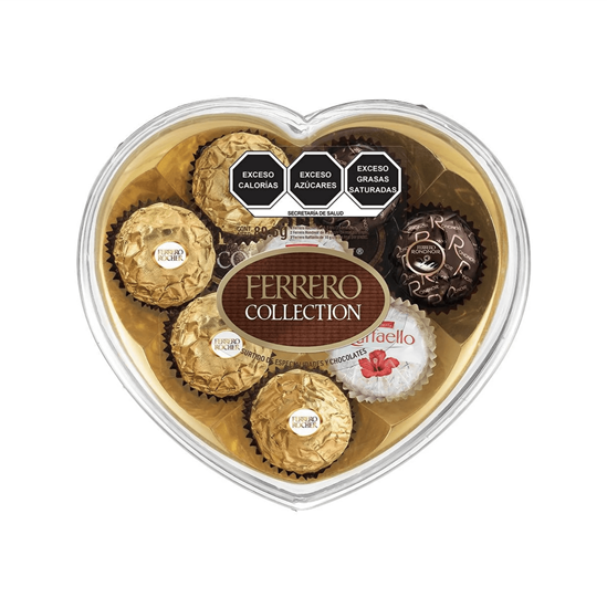 Imagen de Chocolates surtidos Ferrero Collection caja corazón acrílico 8 pzas (89.8g)