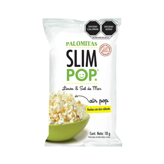 Imagen de Palomitas de maíz hechas con aire caliente sabor limón & sal de mar Slim Pop 18g