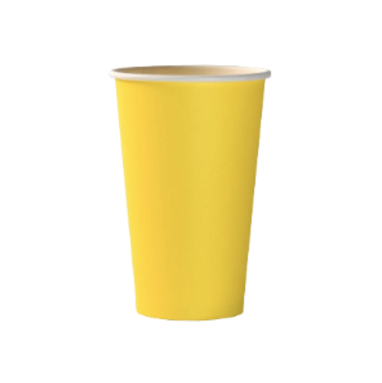 Imagen de Vasos desechables grandes de cartón color amarillo para palomitas o bebidas 25 pzas