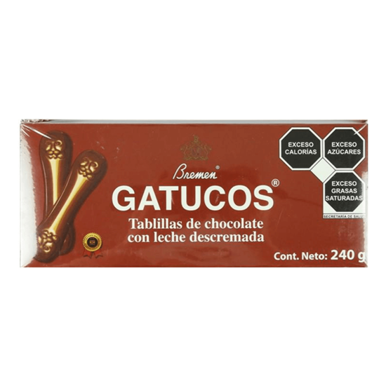Imagen de Tablillas de chocolate con leche descremada en forma de lenguas de gato Bremen Gatucos 240g