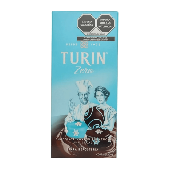 Imagen de Tablilla de chocolate amargo sin azúcar 55% cacao Turín Alta Repostería Zero 100g