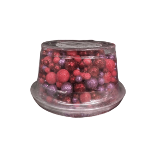 Imagen de Perlas diamantadas rojas, moradas y rosas para repostería A'Chocolart San Valentín 100g