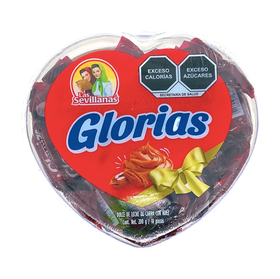 Imagen de Dulce de leche de cabra con nuez Glorias Las Sevillanas caja acrílico corazón 10 pzas (200g)