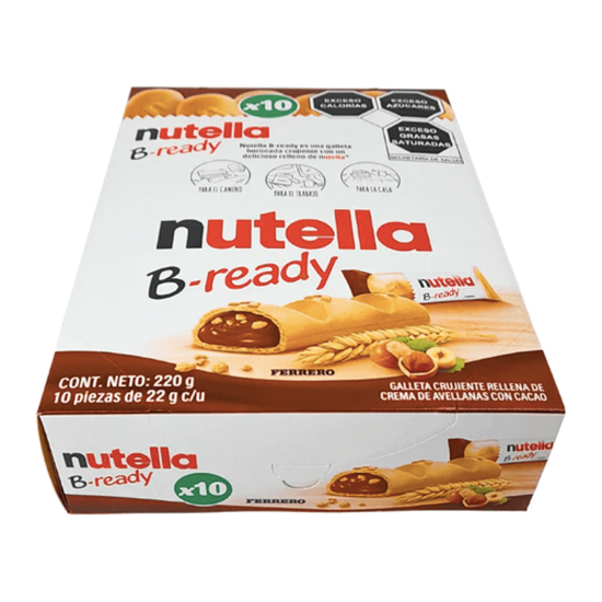 Imagen de Galleta crujiente rellena de crema de avellanas con cacao Nutella B-ready 10 pzs de 22g c/u (220g)