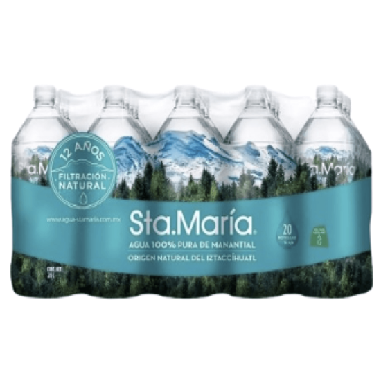 Imagen de Agua natural Santa María 20 pzas de 1L c/u
