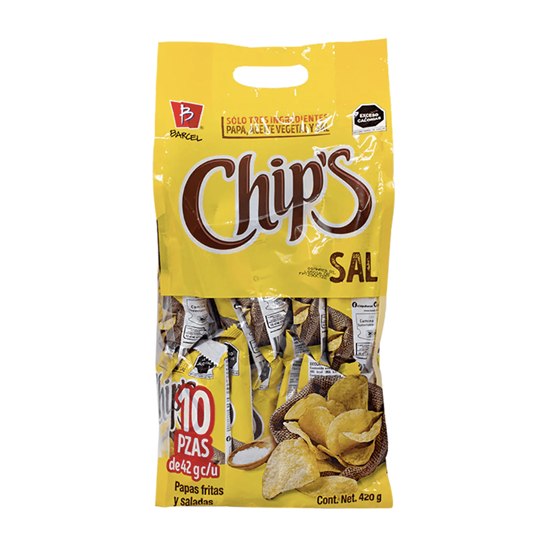 Imagen de Papas fritas y saladas Barcel Chip's Sal 10 pzas de 42g c/u (420g)