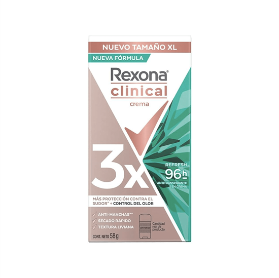 Imagen de Antitranspirante en crema para dama Rexona Clinical Refresh 96h XL 58g