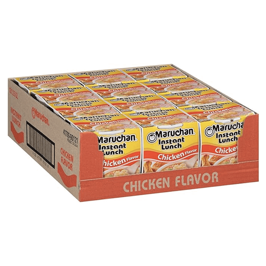 Imagen de Sopa instantánea sabor pollo picante Maruchan caja con 12 pzas de 64g c/u (768g)